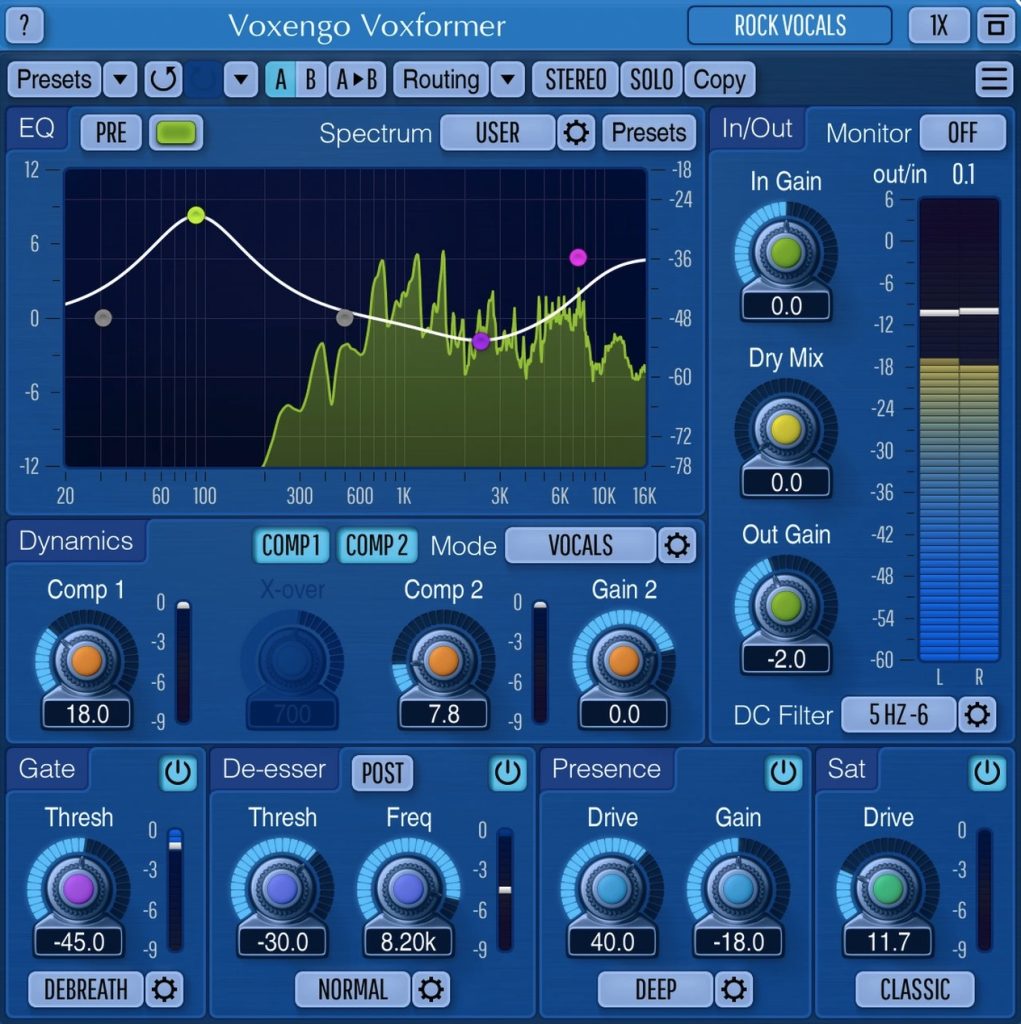 人声通道条！Voxengo Voxformer Multi-Effect Vocal Plugin v2.21 WiN版