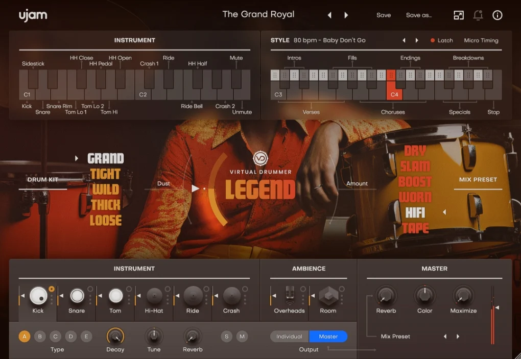 70年代经典美学鼓！UJAM Virtual Drummer LEGEND v2.4.0 WIN版-KK音频资源网