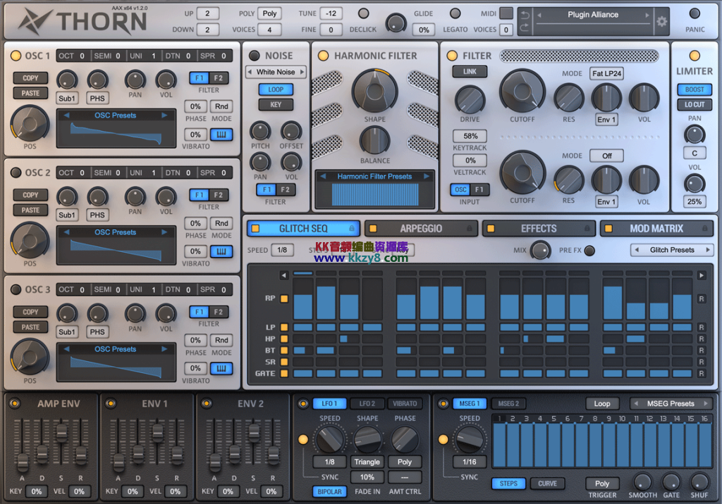 插件联盟系列现代电子合成器！Plugin Alliance Dmitry Sches Thorn v1.3.2 MAC版（2024.01.11新增安装包，附安装教程）-KK音频资源网