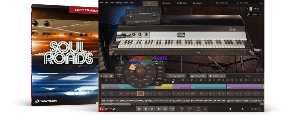 EZkey2扩展库之Roads灵魂钢琴！Toontrack Soul Roads EKX v1.0.0 WIN&MAC-KK音频资源网