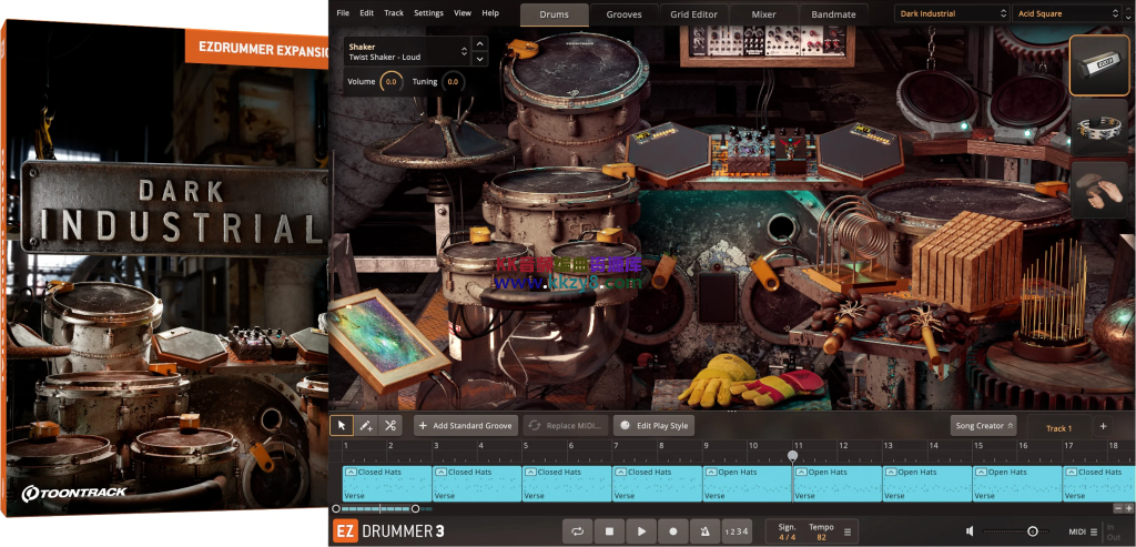 EZDrummer3扩展库之暗黑工业摇滚鼓！Toontrack Dark Industrial EZX (SOUNDBANK)-KK音频资源网