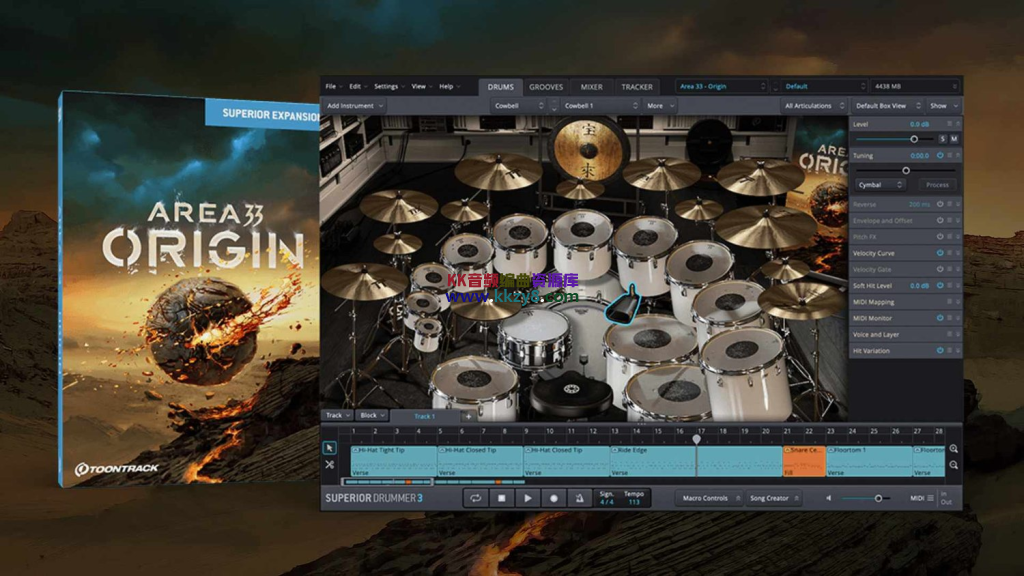 超级鼓手3扩展库之终极摇滚金属鼓！Toontrack Area 33 Origin SDX (SOUNDBANK&MIDI包)-KK音频资源网