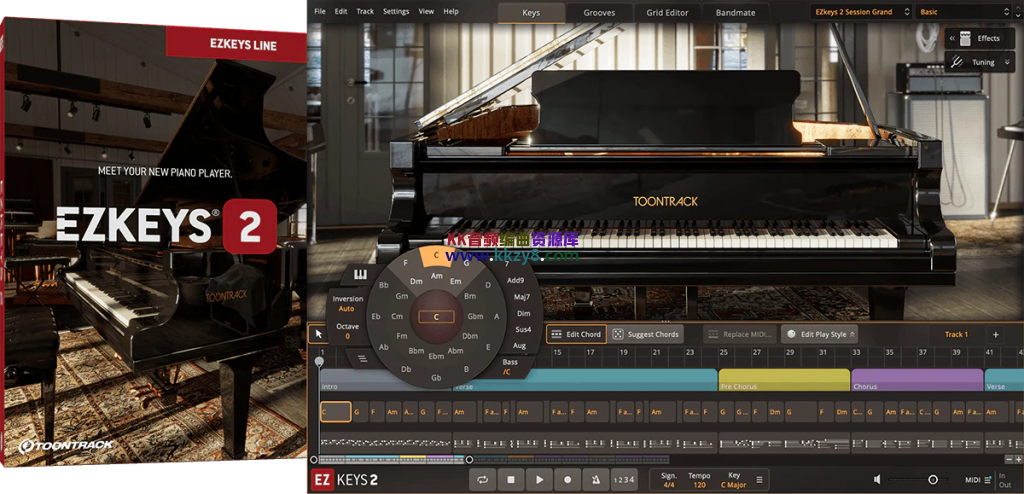 自动钢琴音源升级！Toontrack EZkeys v2.0.4 WIN&MAC U2B（仅包含主程序）-KK音频资源网