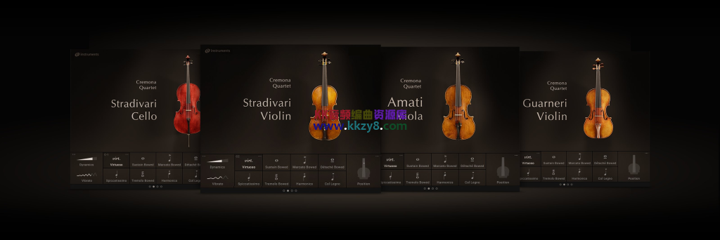 弦乐四重奏合集！Native Instruments Cremona Quartet v1.3.0 (Guarneri & Stradivari Violin, Amati Viola, Stradivari Cello )KONTAKT-KK音频资源网