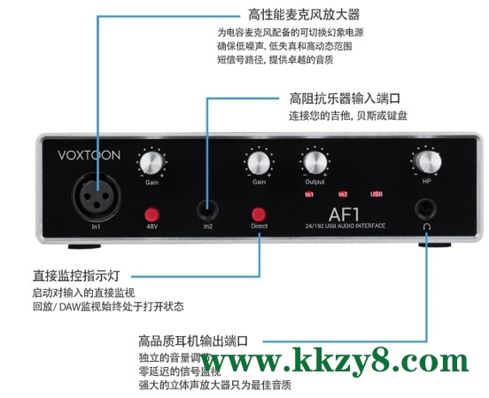 VOXTOON AF1声卡关联机架驱动路线设置教程(附驱动下载)