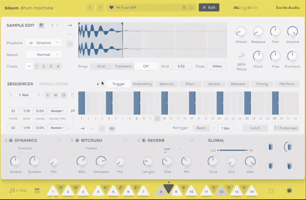 [复古鼓机插件]Excite Audio Bloom Drum Machine v1.2.0 REGGED [WiN, MacOSX]（103MB+195MB）-KK音频资源网